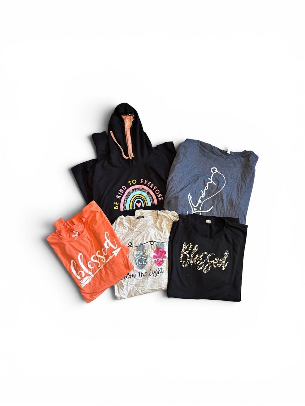 Bundle of Christian Plus Sized Graphics & Sayings T-shirts + Hoodie Sweater 4X